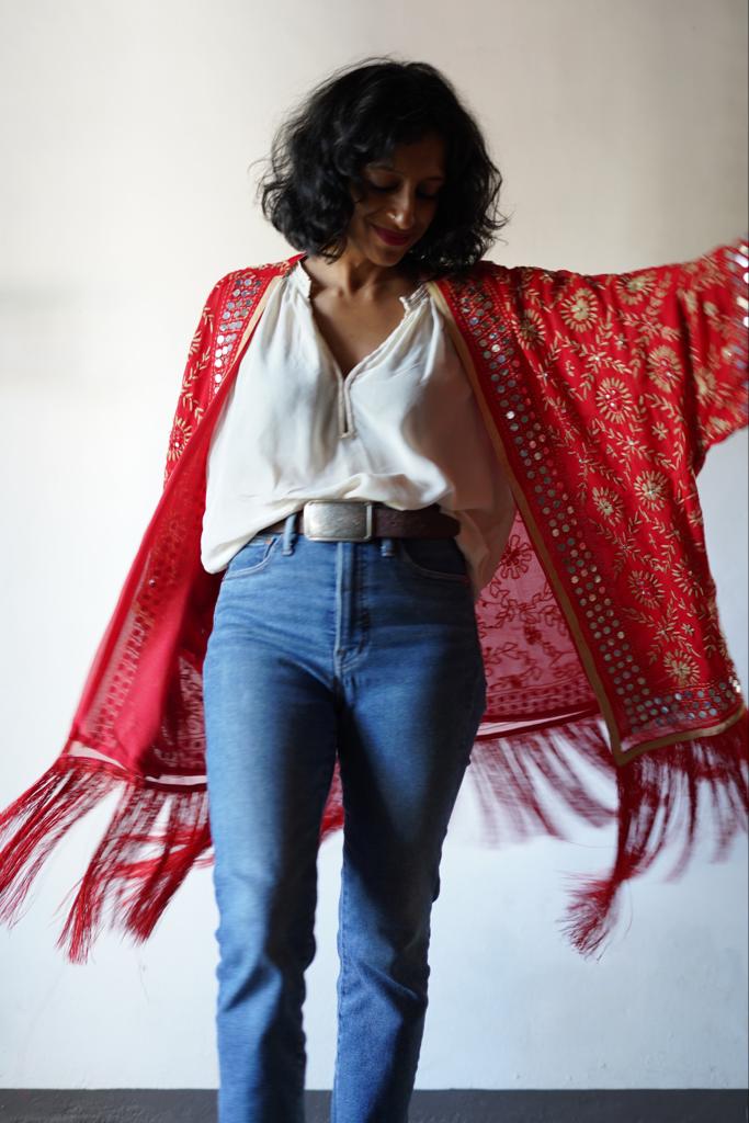 Free Size Fringe & Embroidery  Kimono