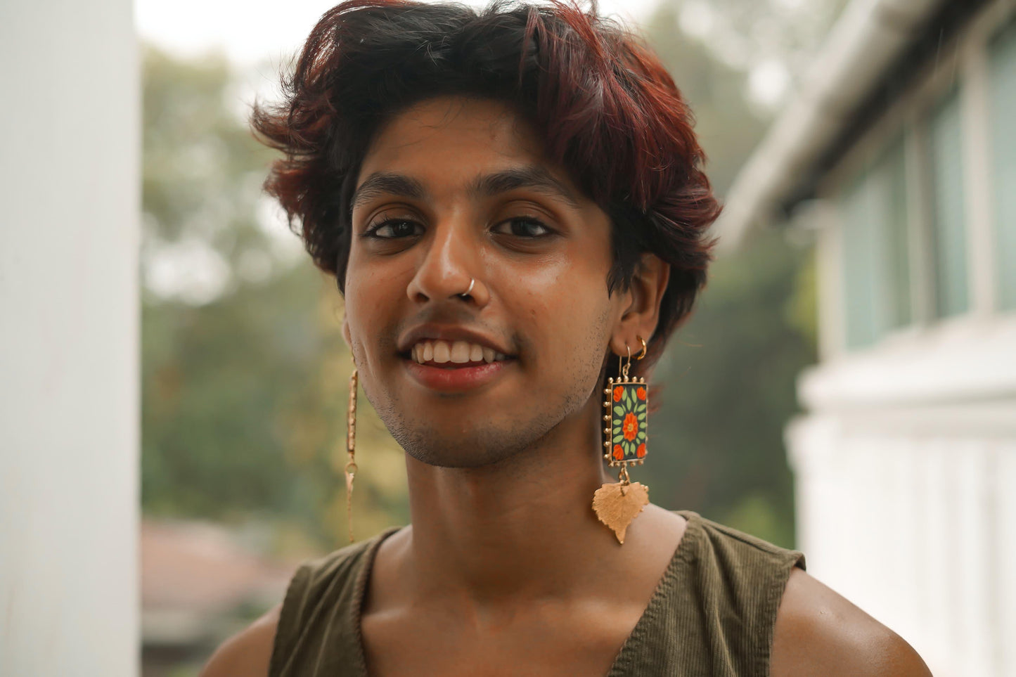 Paper Mache and Leaf Earrings 4