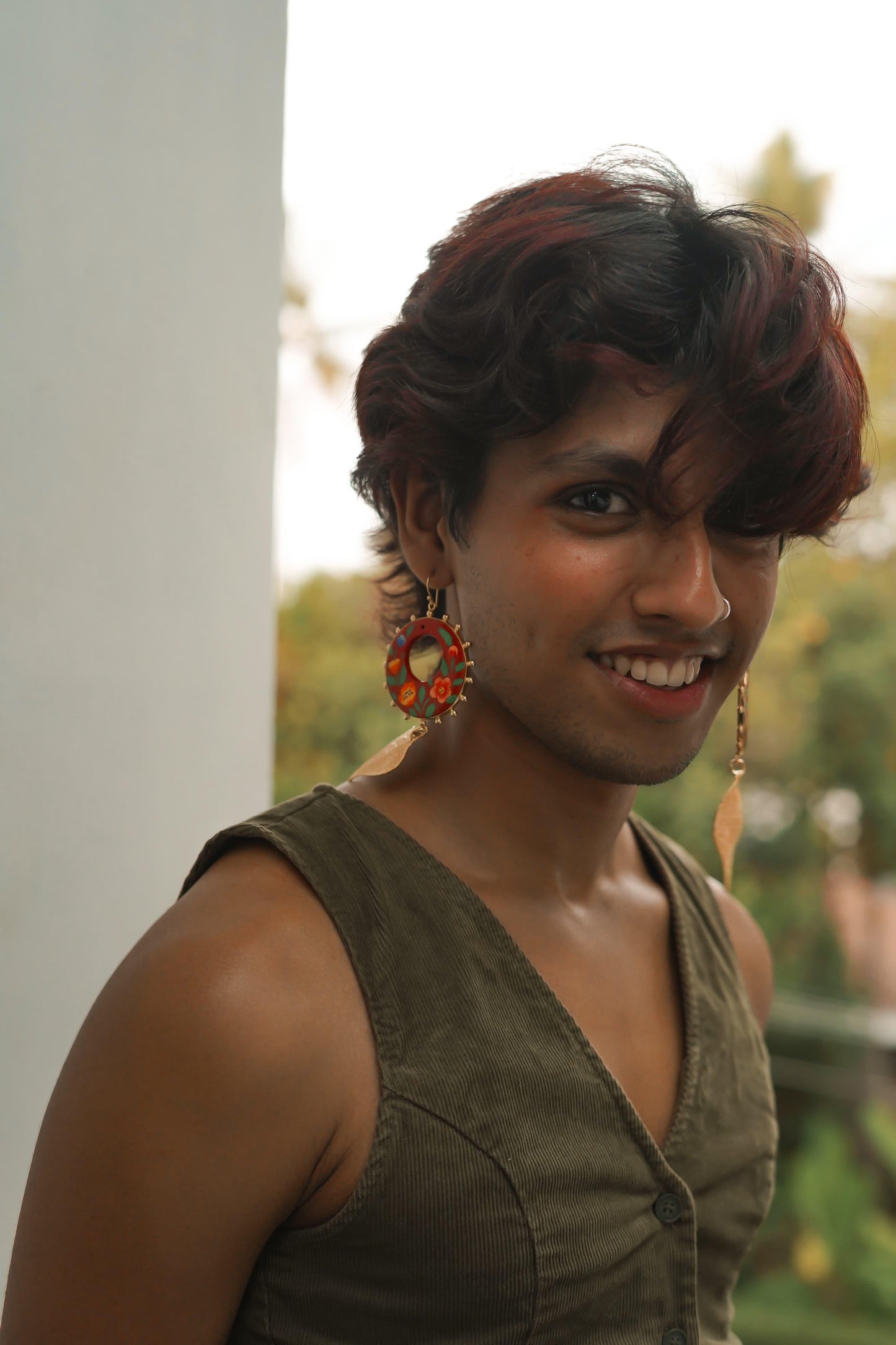 Paper Mache and Leaf Earrings 4