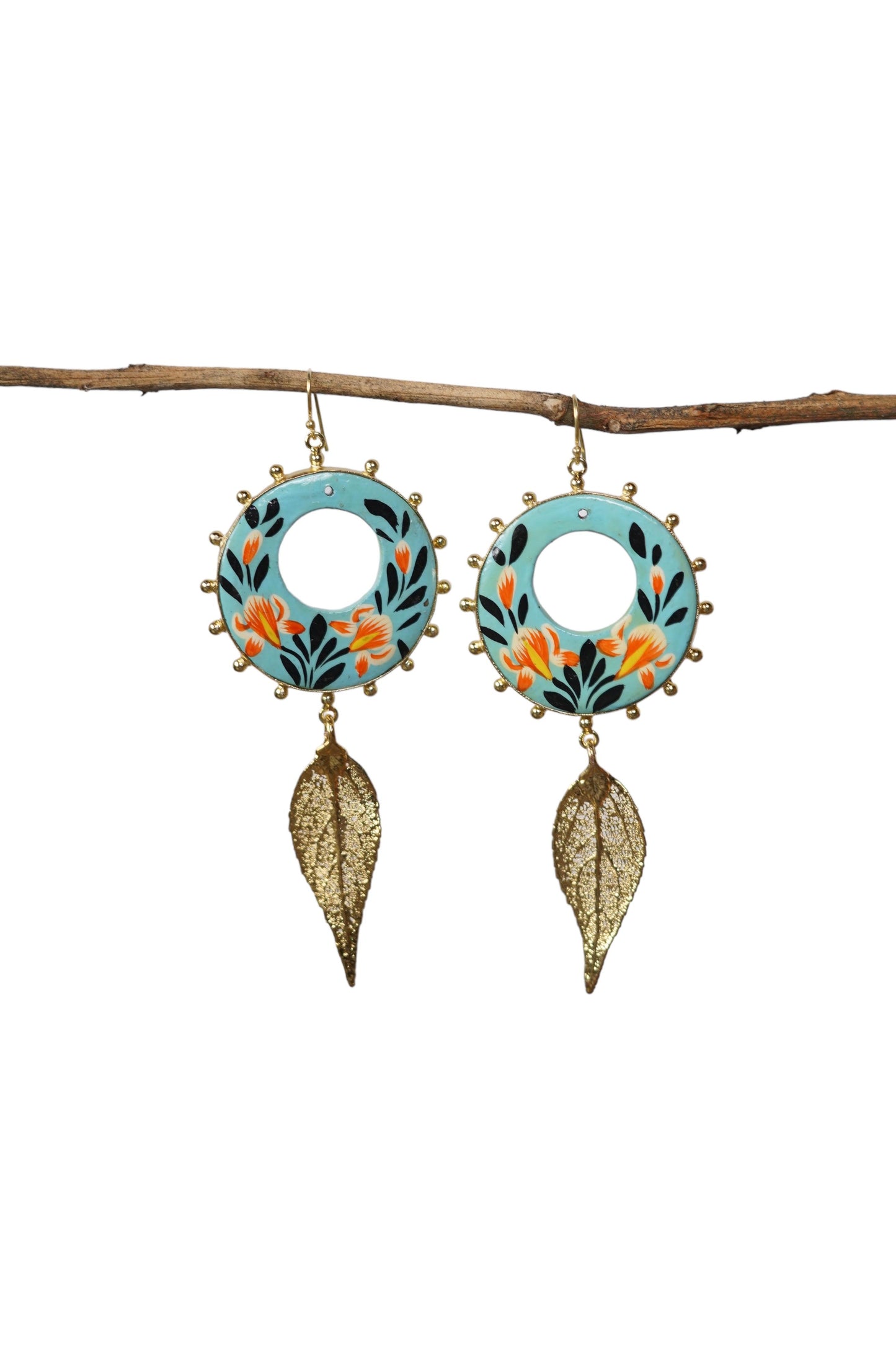 Paper Mache and Leaf Earrings 2