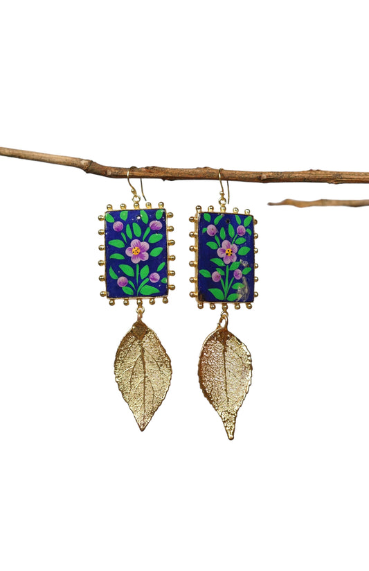 Paper Mache and Leaf Earrings 5