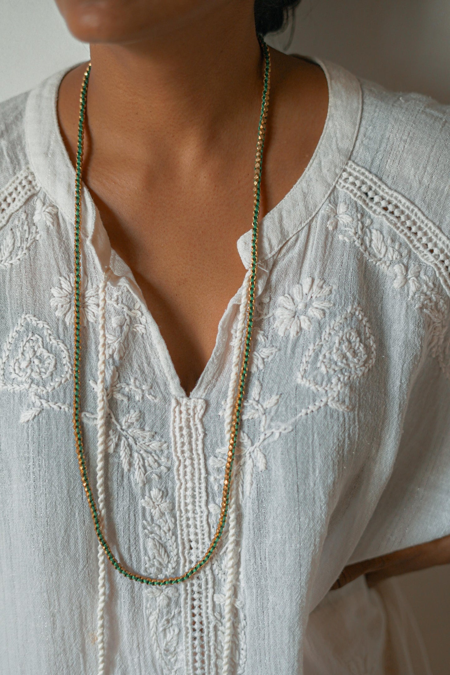 Minimalist Handmade  Bead and Thread Necklace