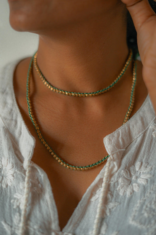 Minimalist Handmade  Bead and Thread Necklace