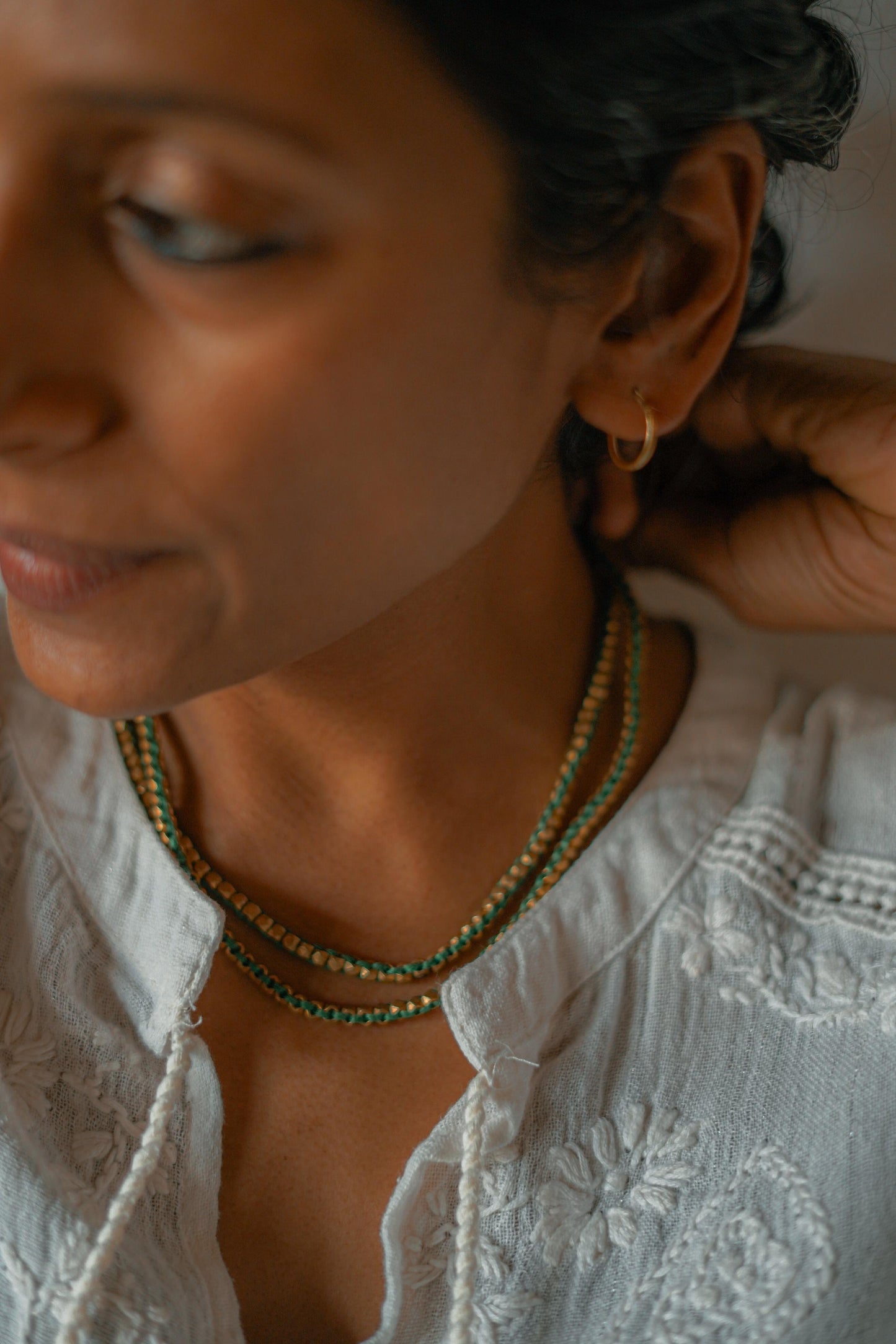 Minimalist Handmade  Bead and Thread Necklace