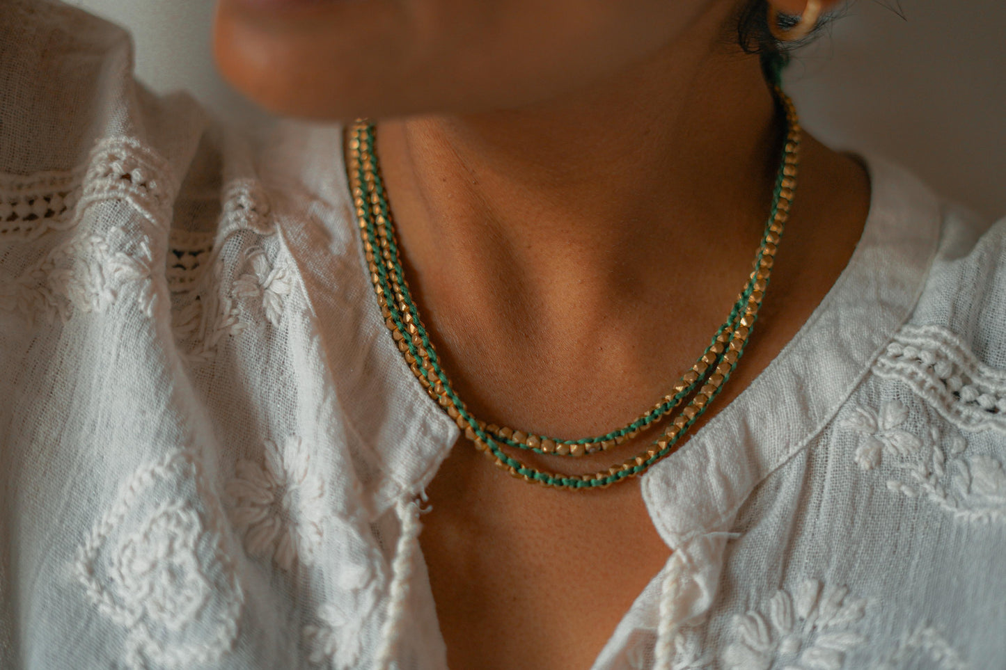 Minimalist Handmade  Bead and Thread Necklace