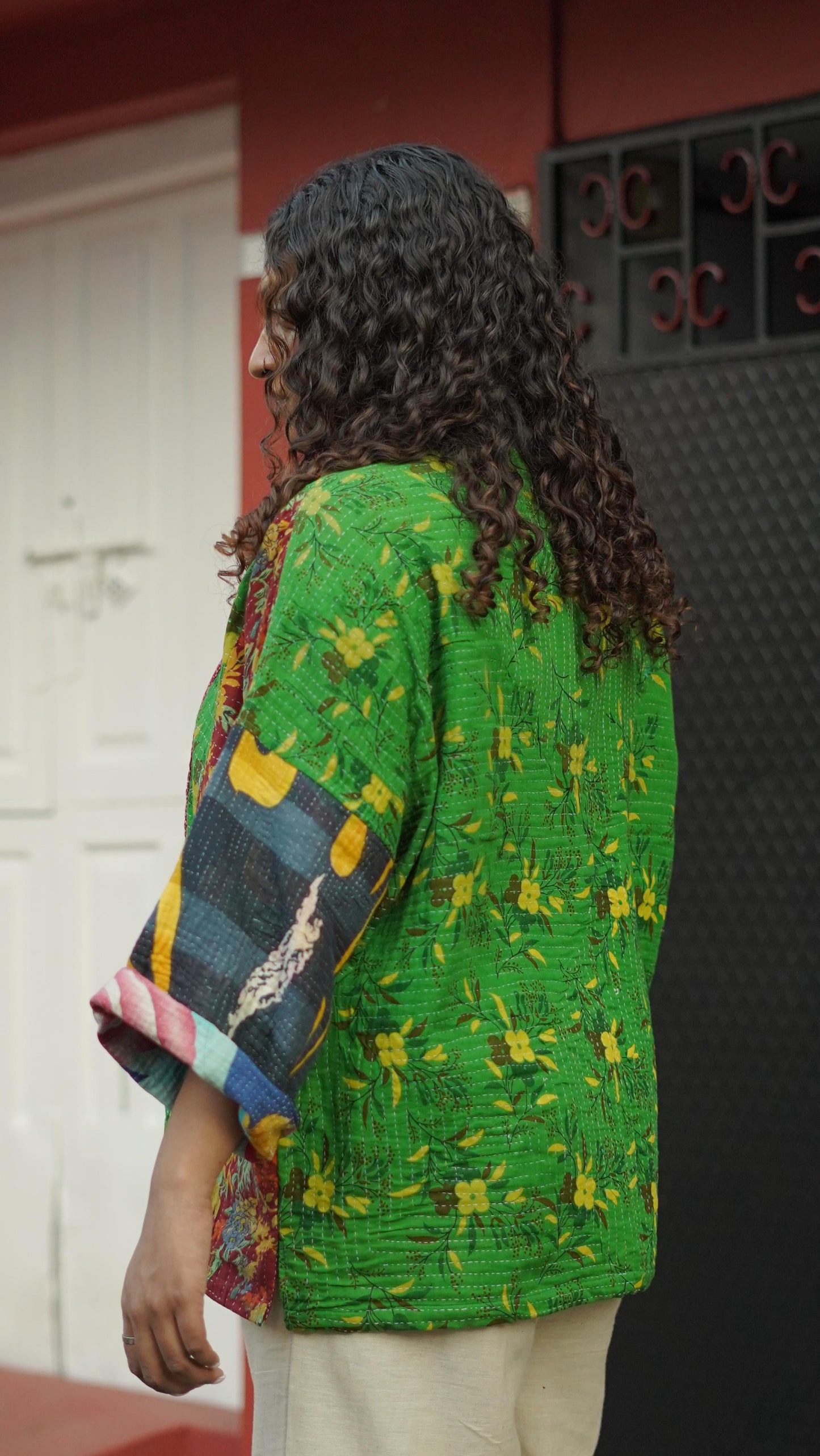 Vintage Kantha Shrug : Mostly Free Size