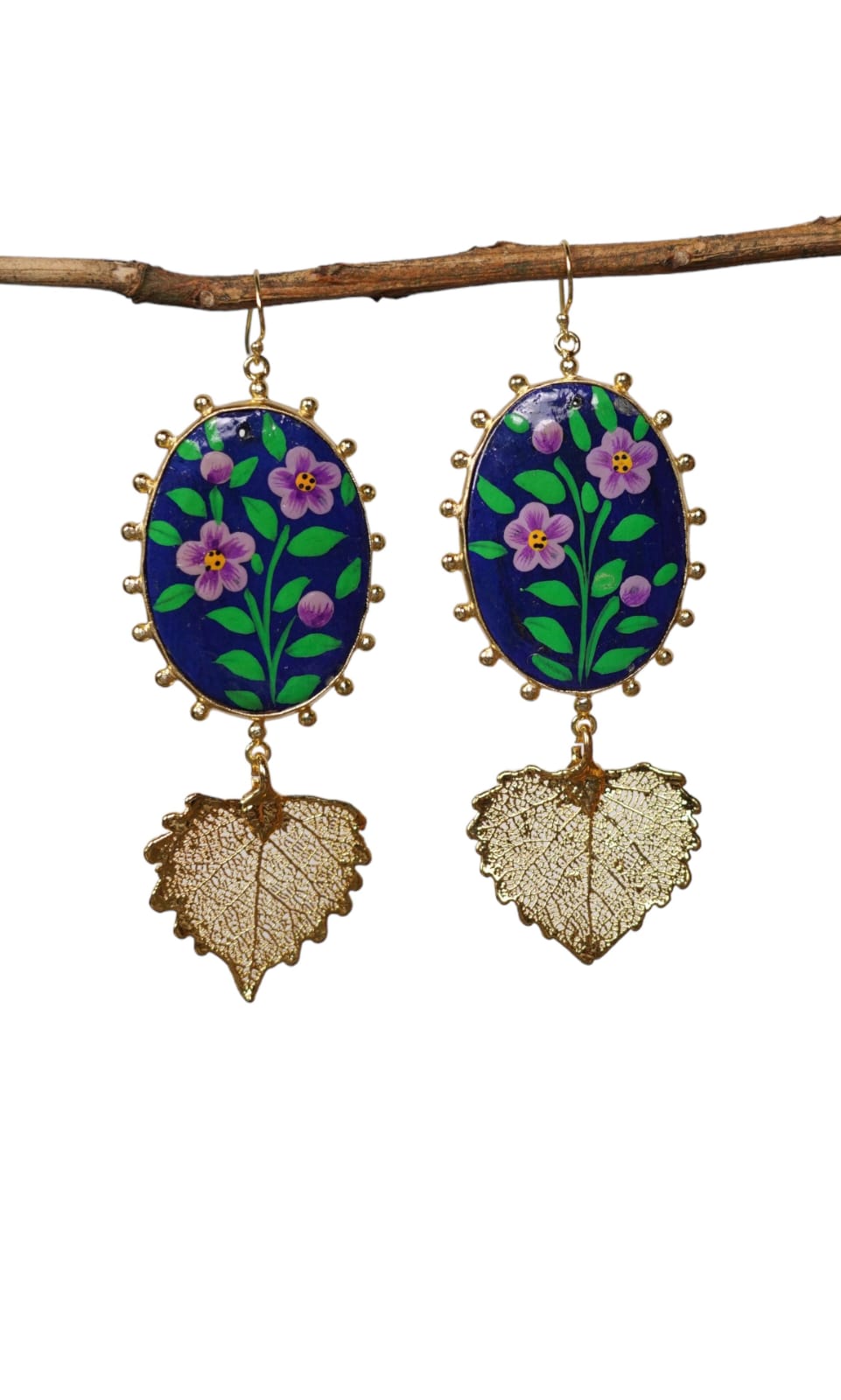 Paper Mache and Leaf Earrings 4