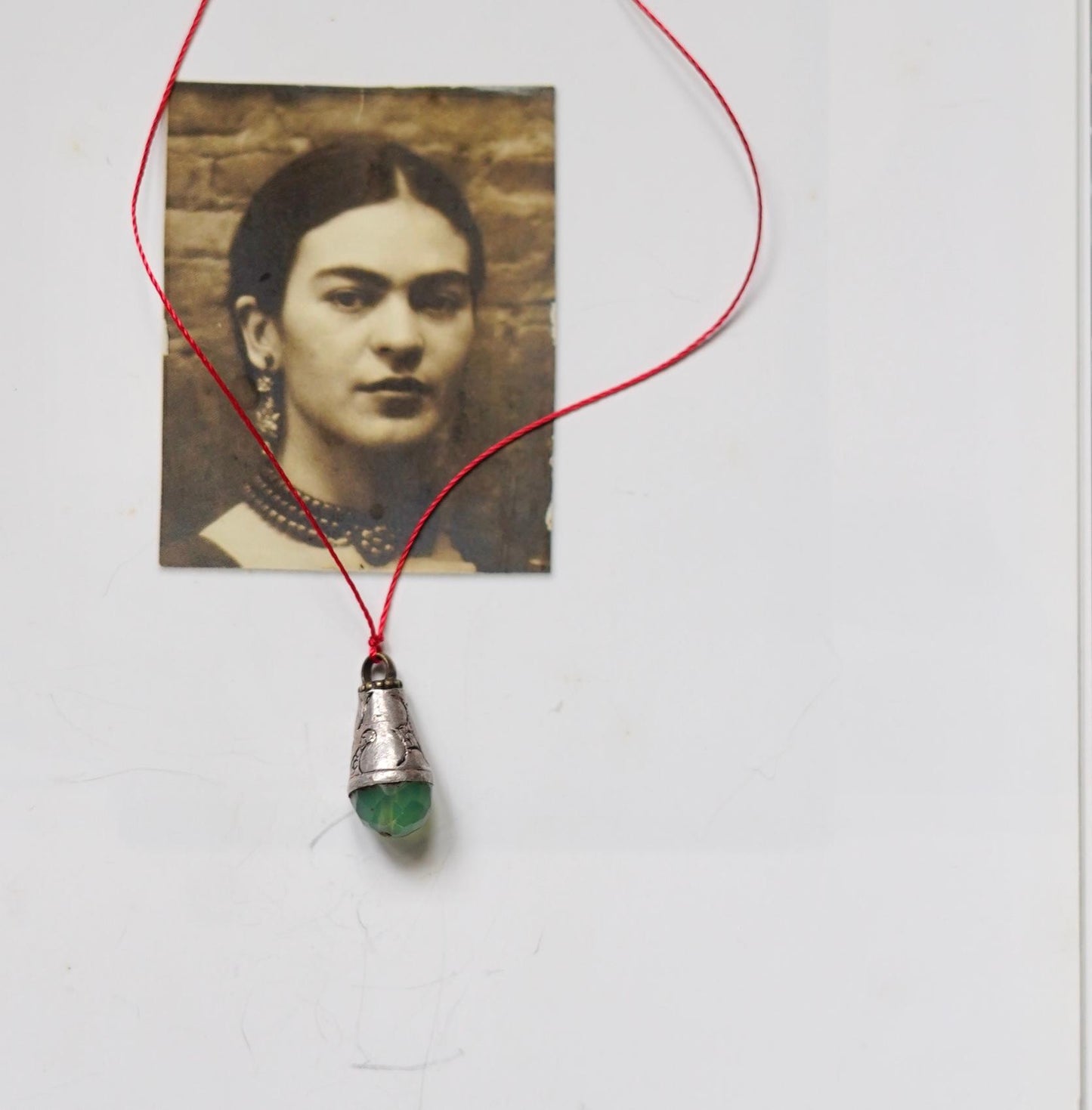 Pokhara Vintage Stone & Silver Pendant on string 2