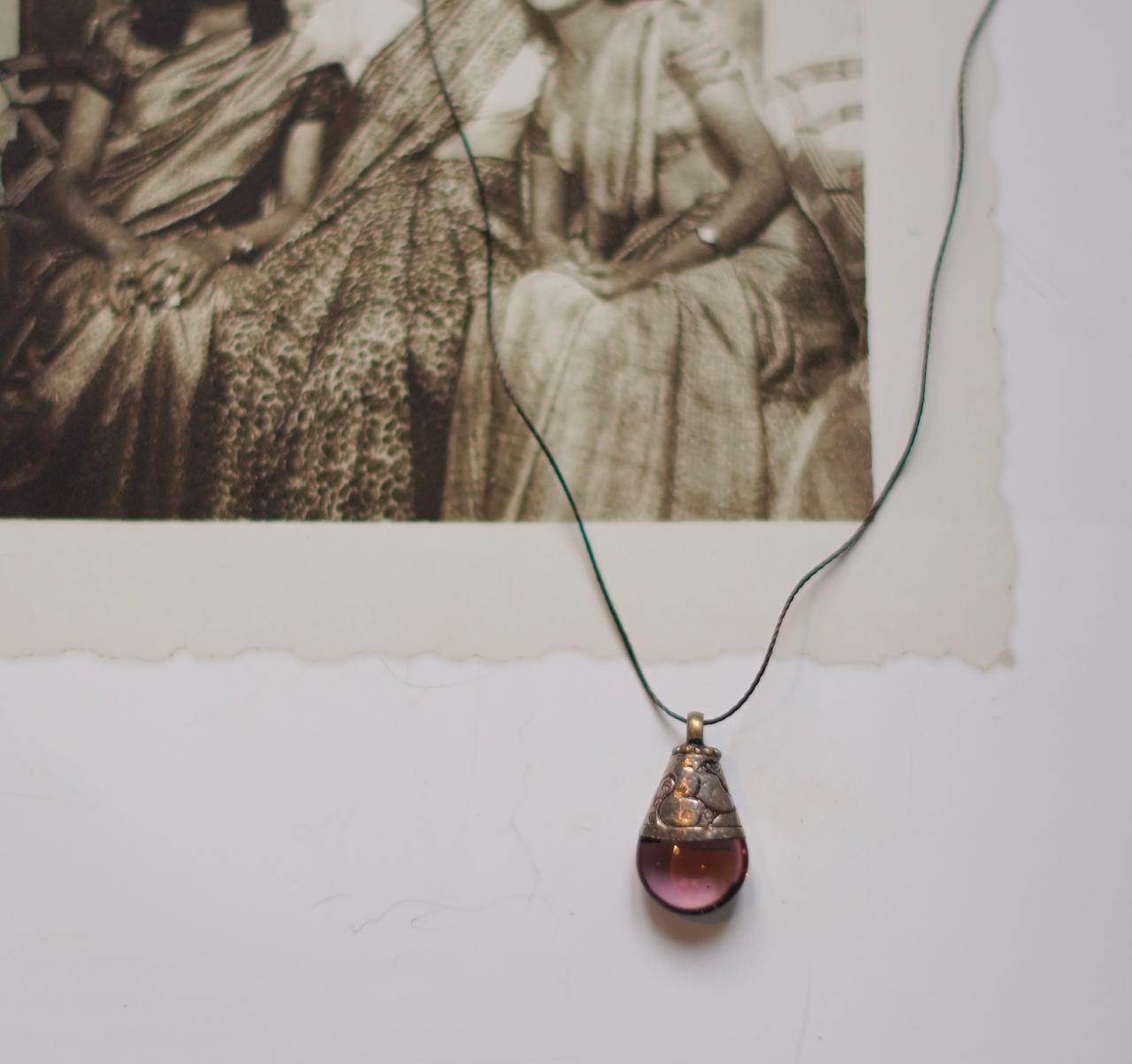 Pokhara Vintage Stone & Silver Pendant on string 1