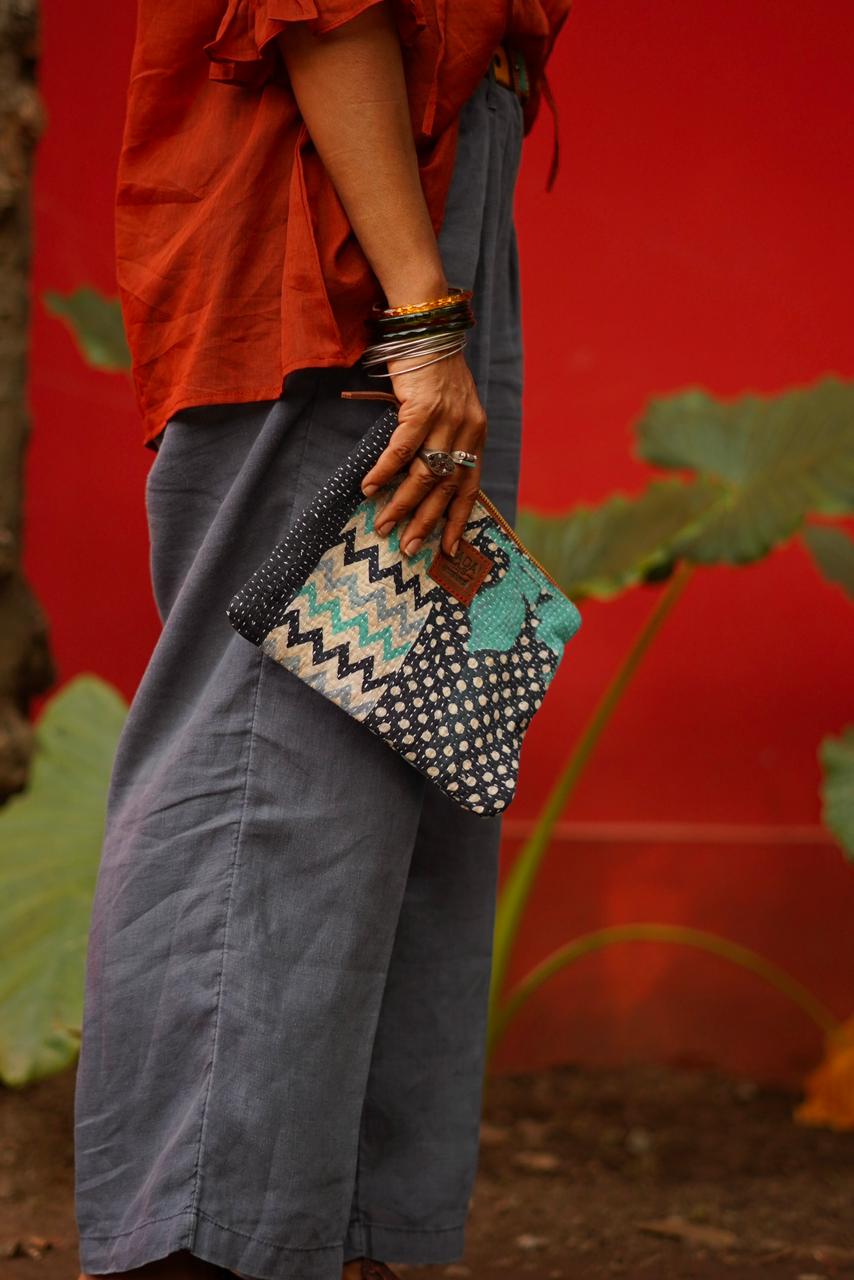 Vintage fabric  Clutch / Pouch (One of a Kind)