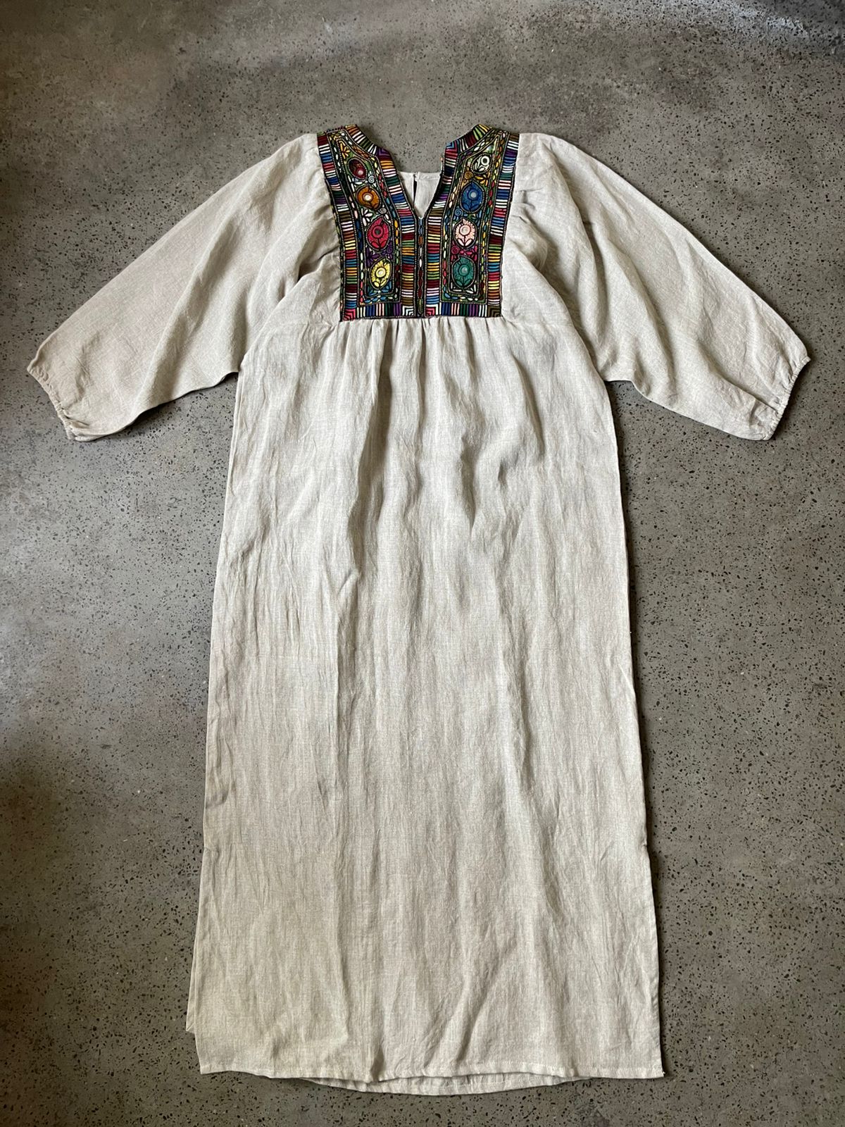 Vintage Yoke Linen Dress – One of a Kind