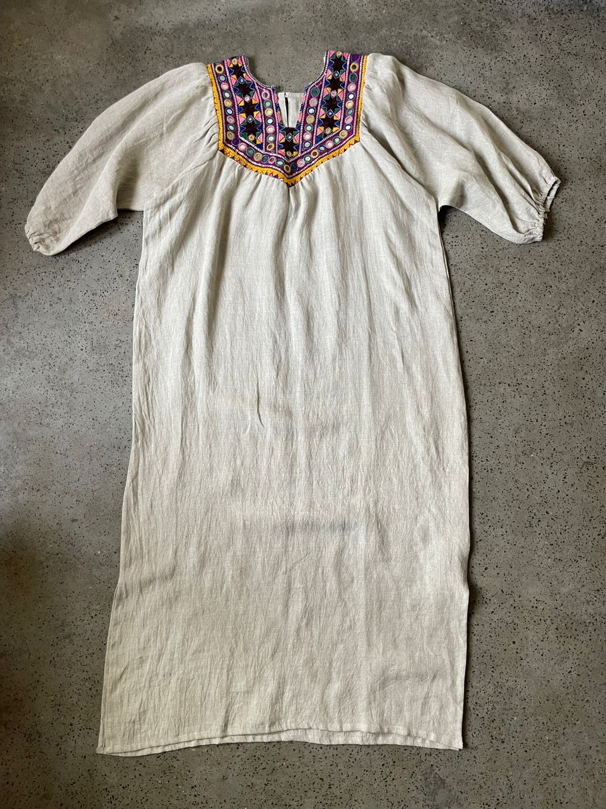 Vintage Yoke Linen Dress – One of a Kind