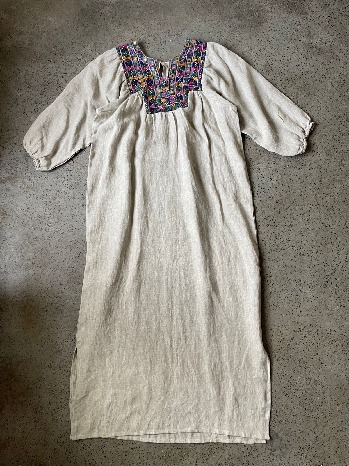 Vintage Yoke Linen Dress – One of a Kind