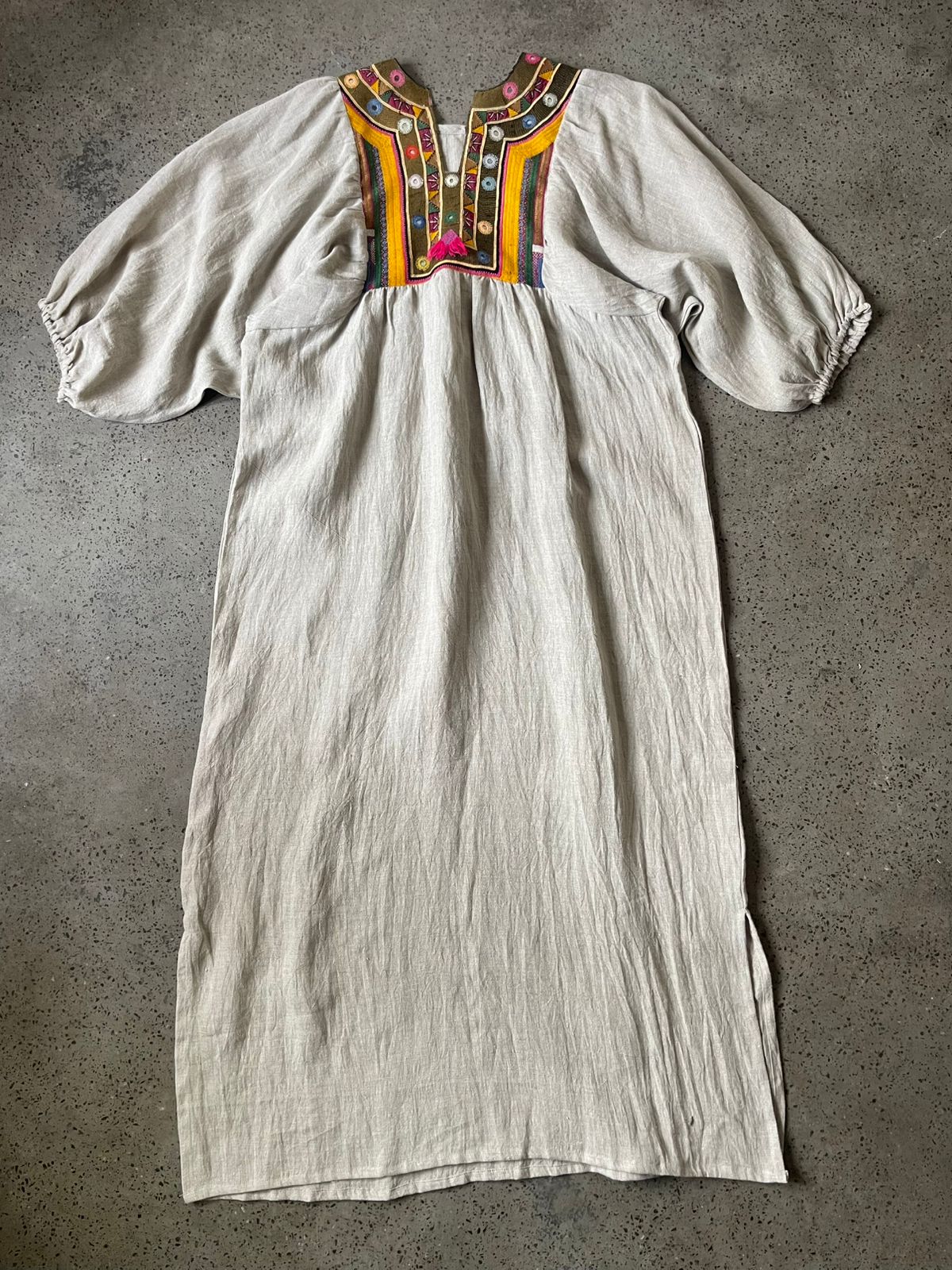 Vintage Yoke Linen Dress – One of a Kind