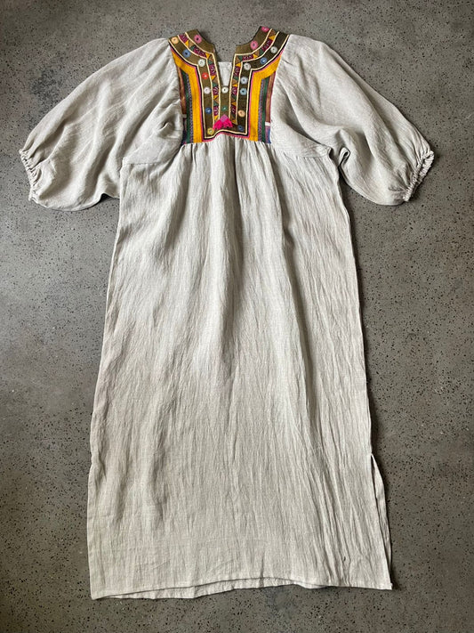 Vintage Yoke Linen Dress – One of a Kind
