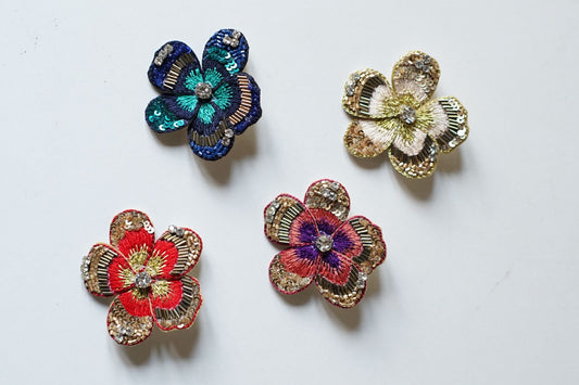 Flower Embroidery Statement Earrings