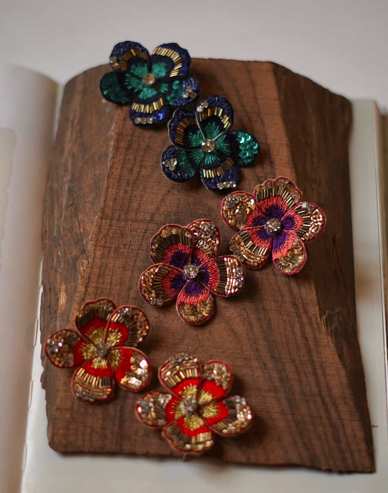 Flower Embroidery Statement Earrings