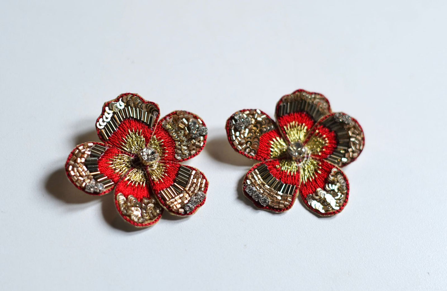 Flower Embroidery Statement Earrings