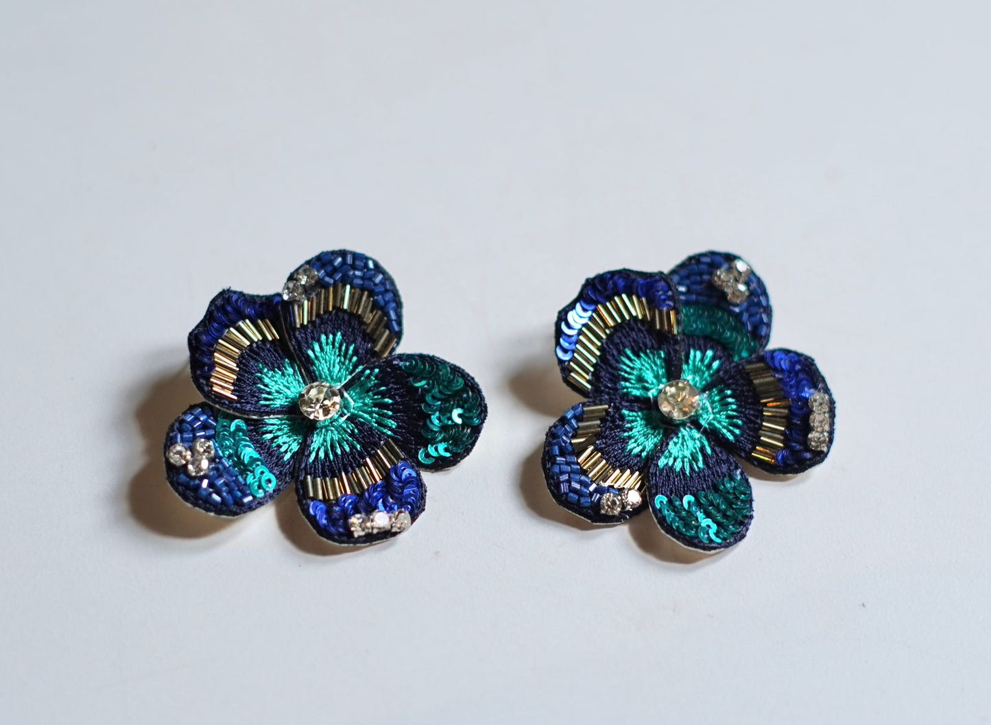 Flower Embroidery Statement Earrings