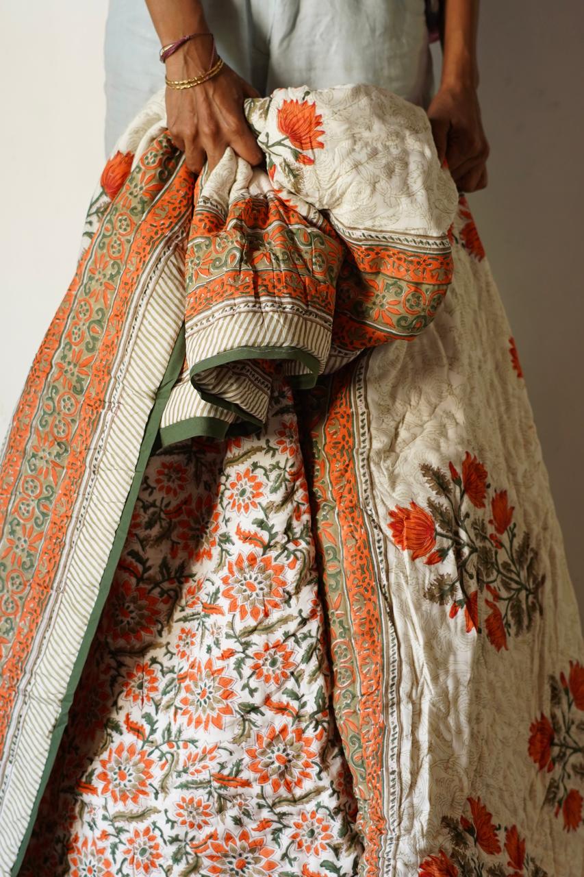 Hand Block Printed Cotton Quilt