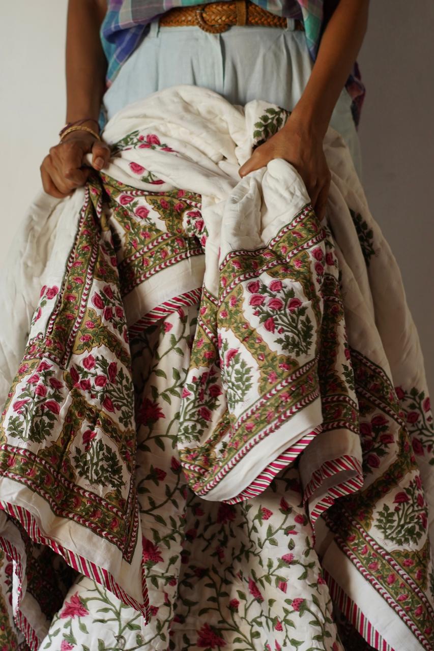 Hand Block Printed Cotton Quilt