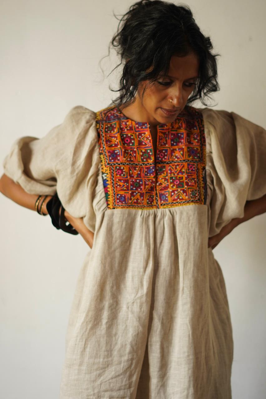 Vintage Yoke Linen Dress – One of a Kind