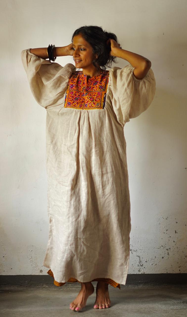 Vintage Yoke Linen Dress – One of a Kind