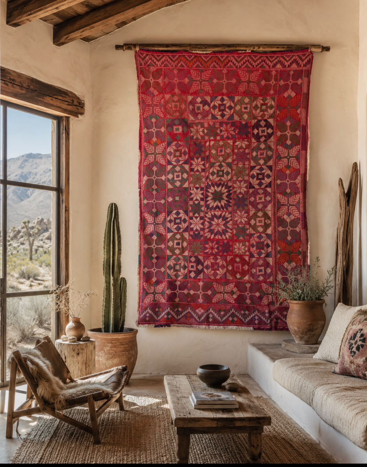 Vintage Cross-Stitch Kantha Textile