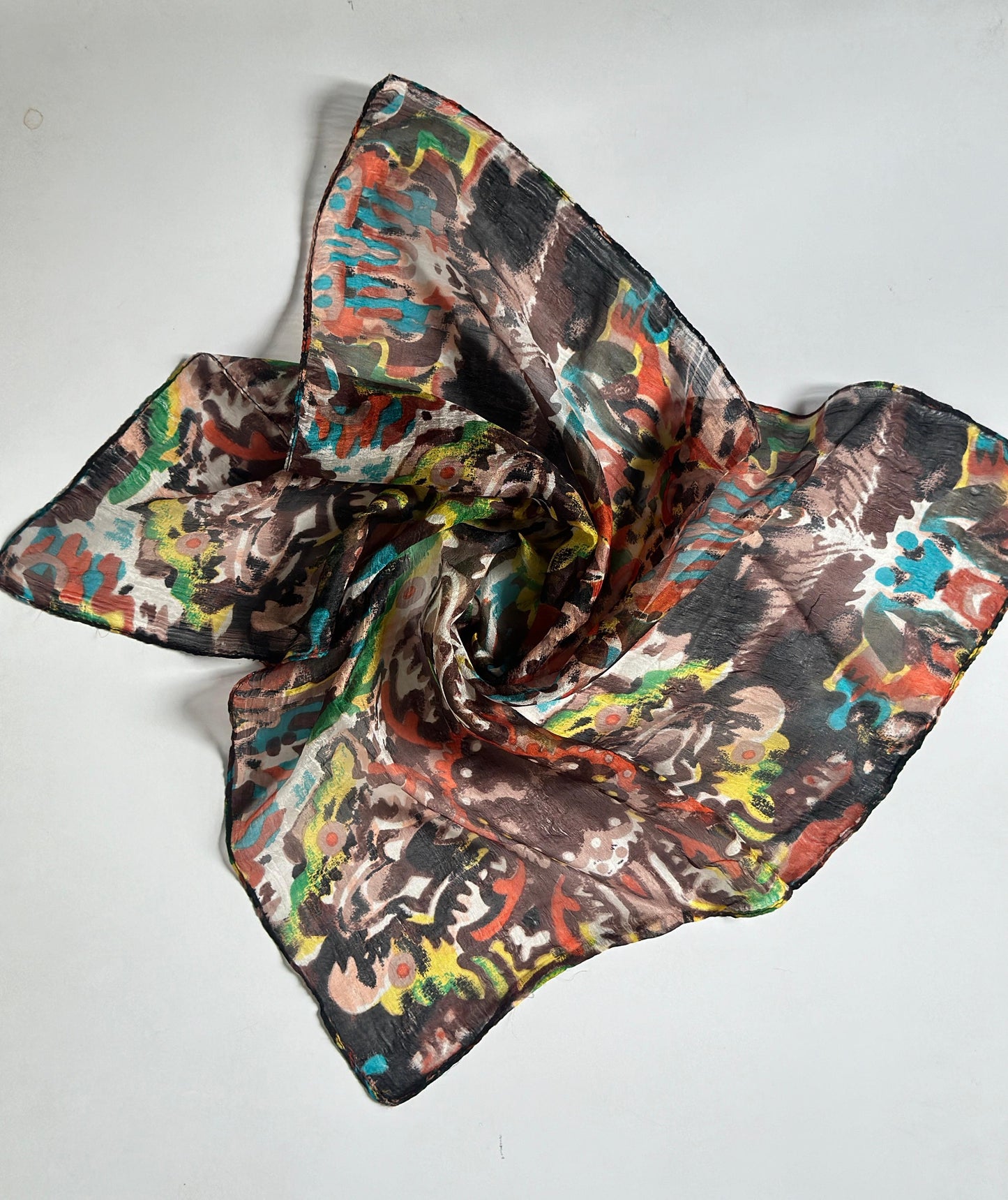 Upcycled CREPE  Silk Neck/ Head Scarf (20x20 inches)