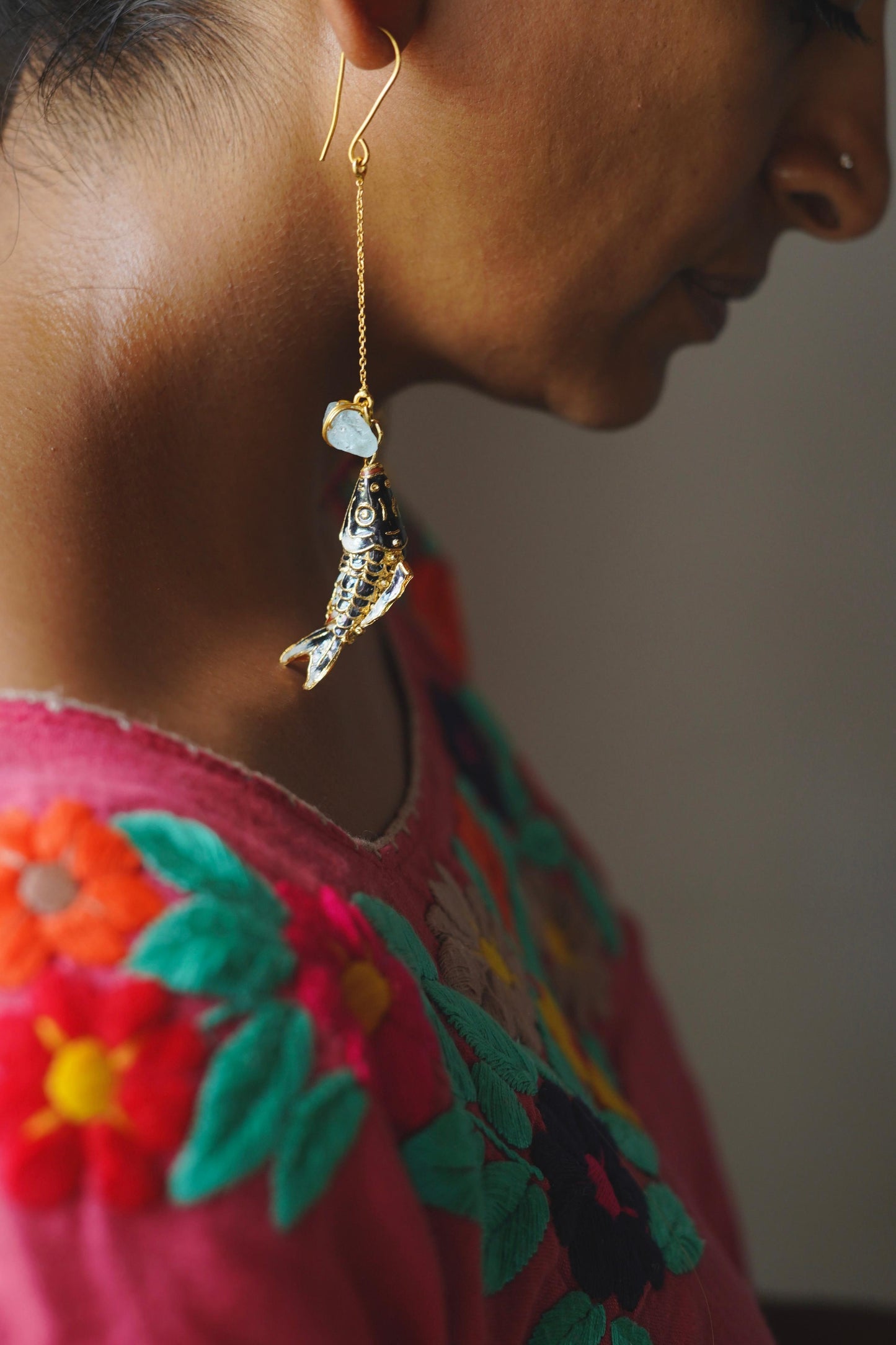 Cloisonne Fish Earrings