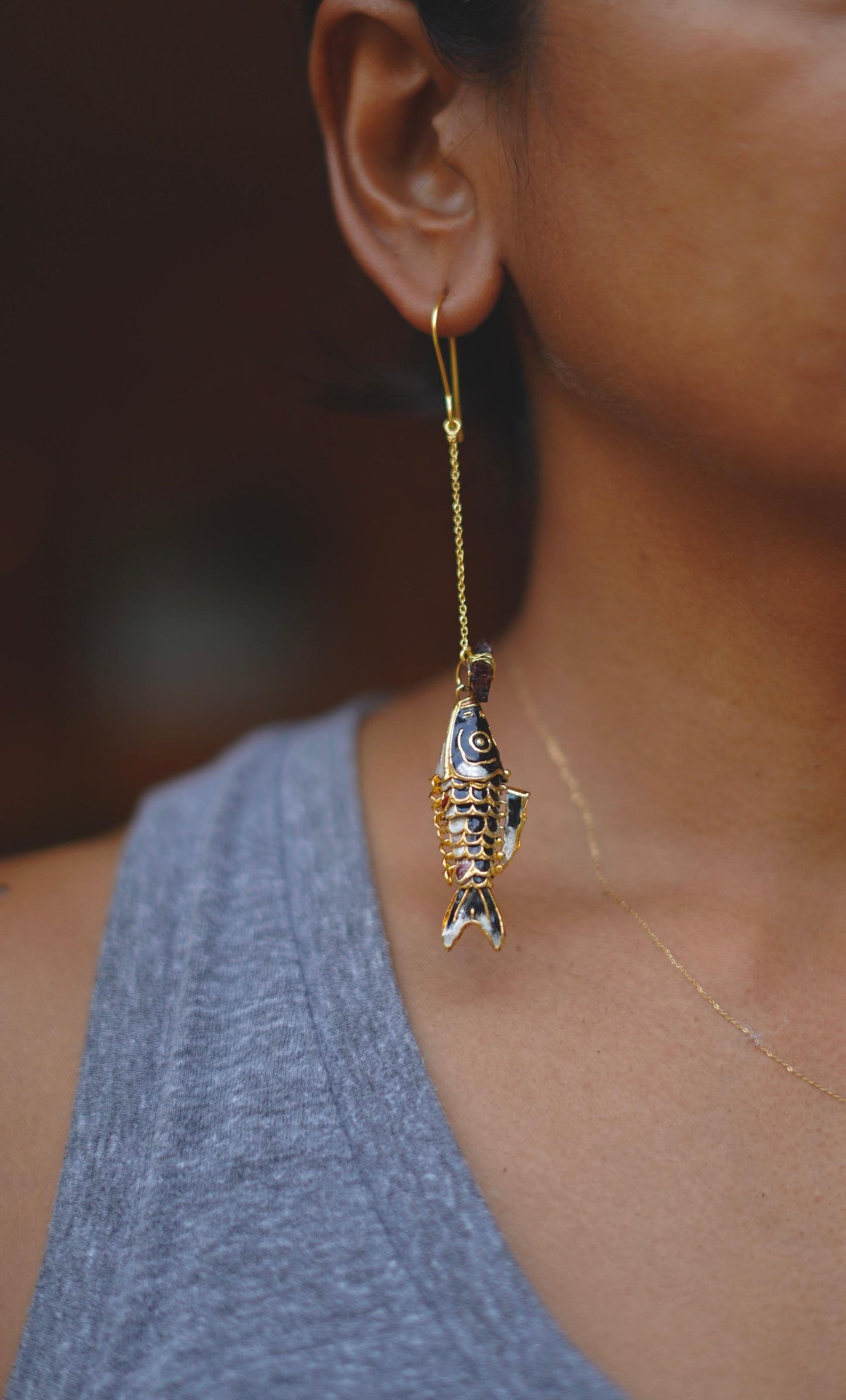 Cloisonne Fish Earrings