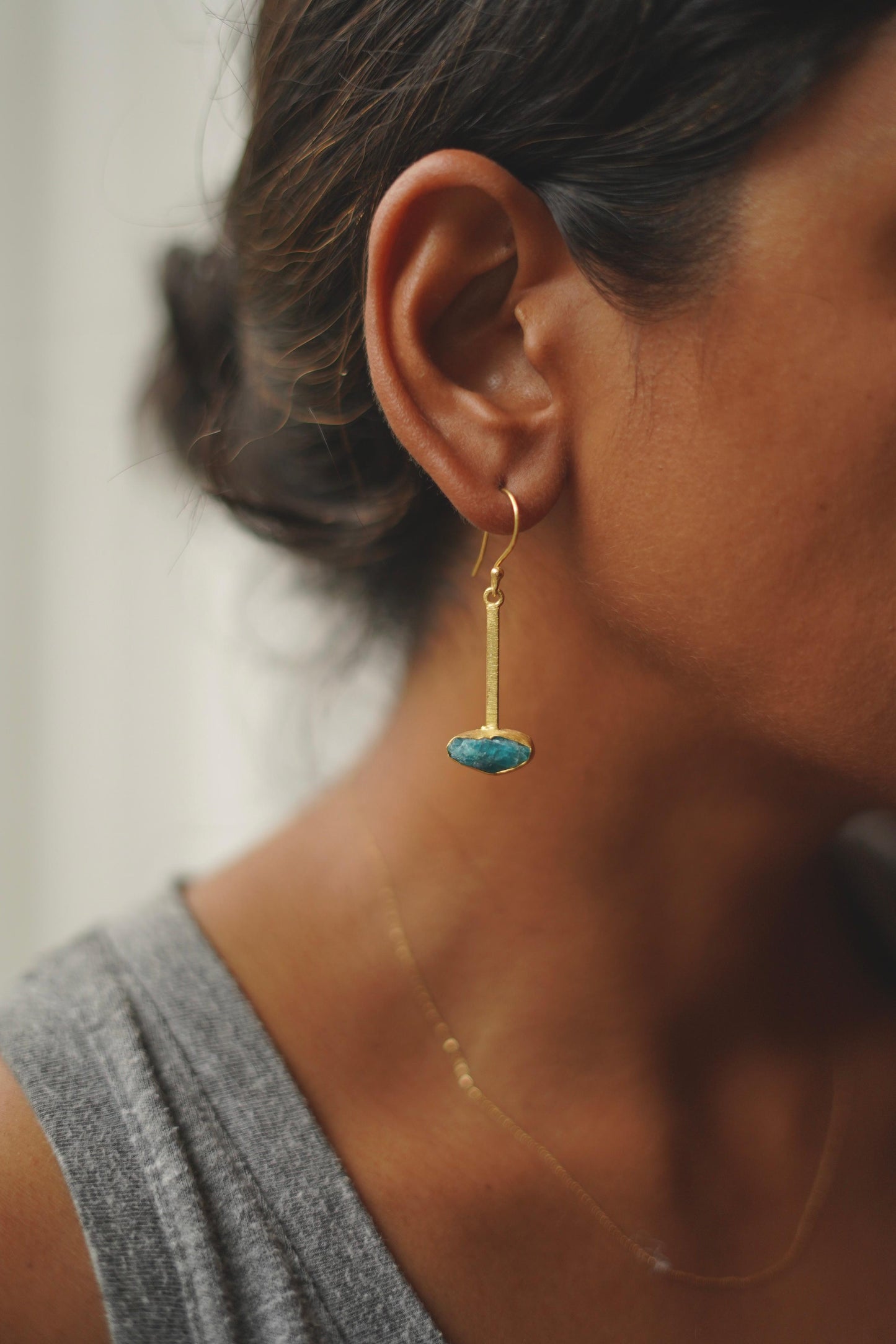 Bar Raw Stone Earrings