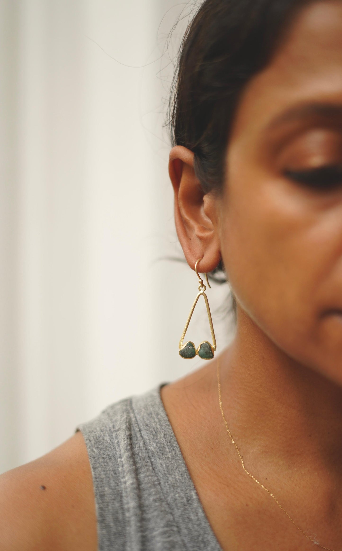 Triangle Raw Stone Earrings