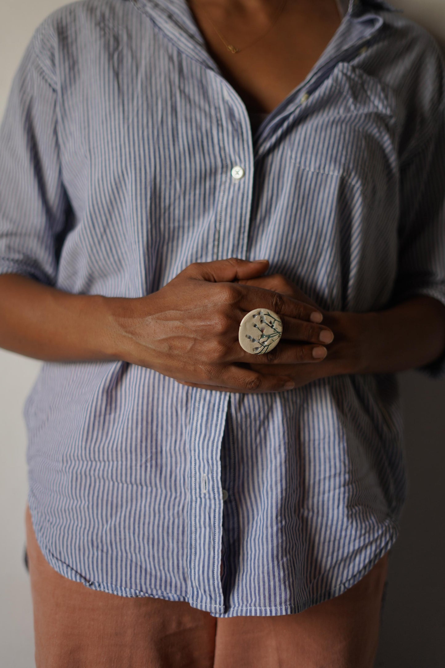 Ceramic Botanical Statement Ring