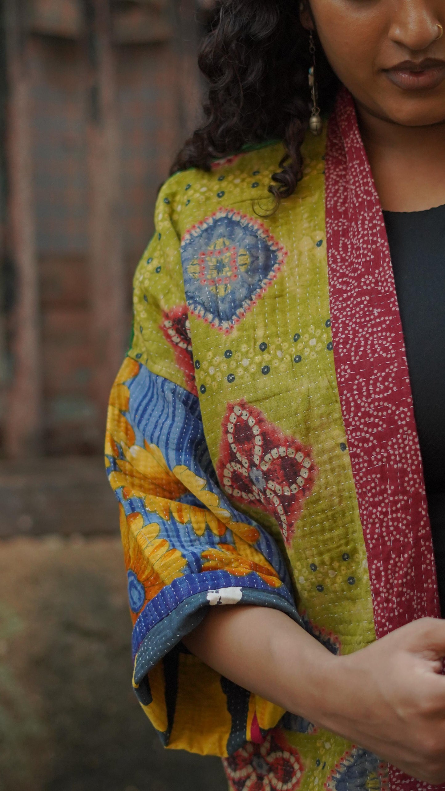 Vintage Reversible Kantha Shrug