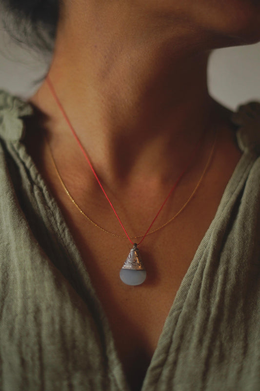 Pokhara Vintage Stone & Silver Pendant on string 2