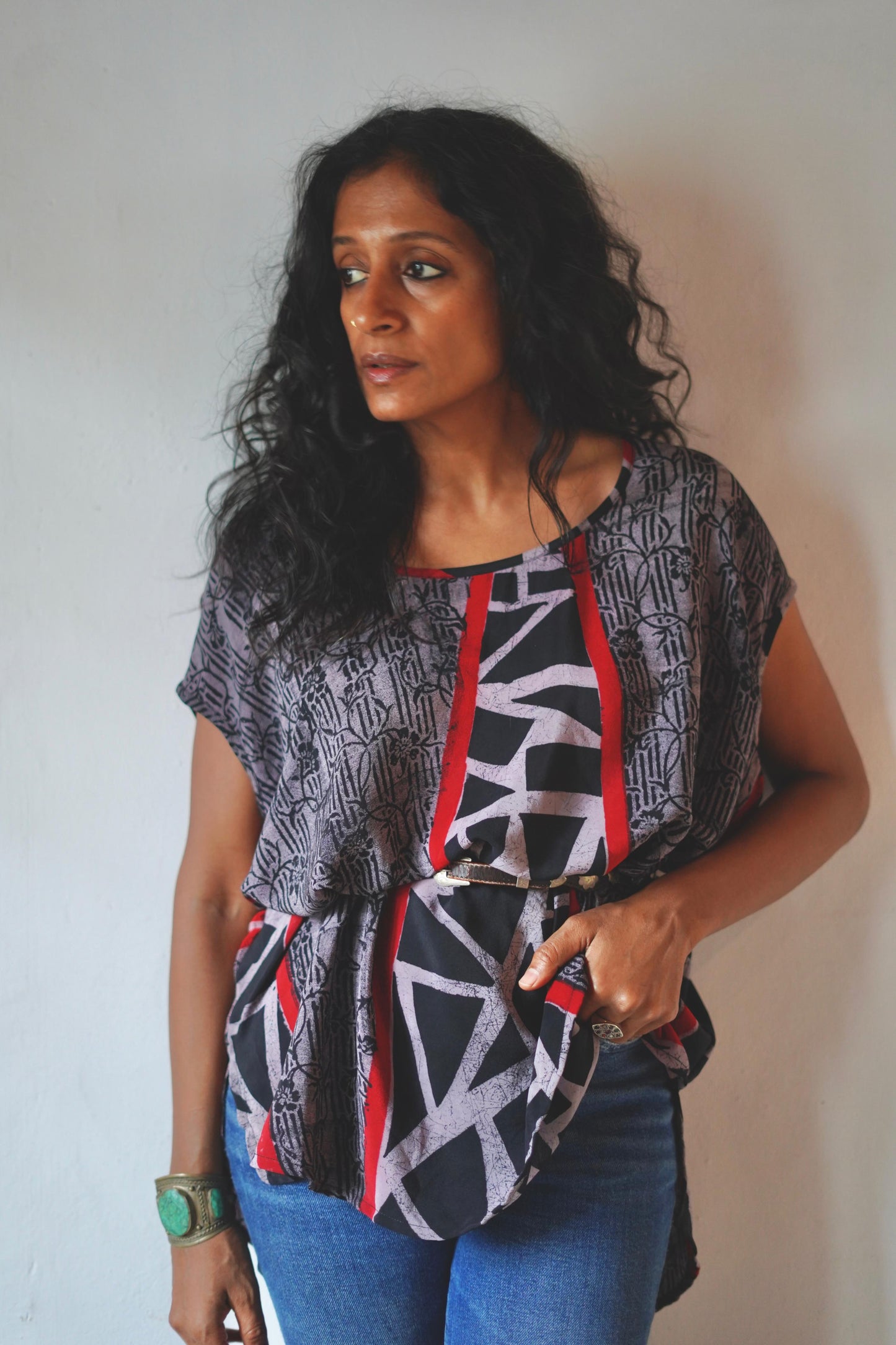 Paros Free Size Vintage Silk Fluid Top