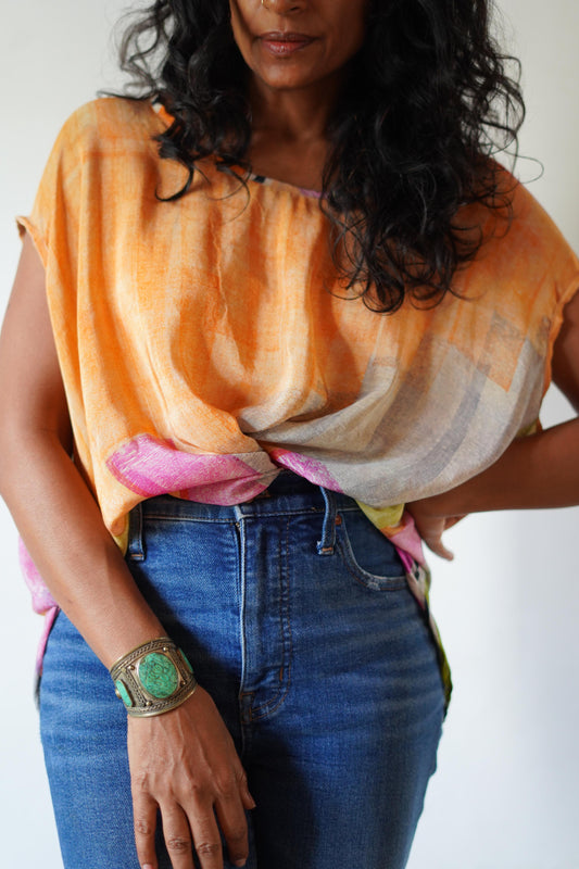 Paros Free Size Vintage Silk Fluid Top