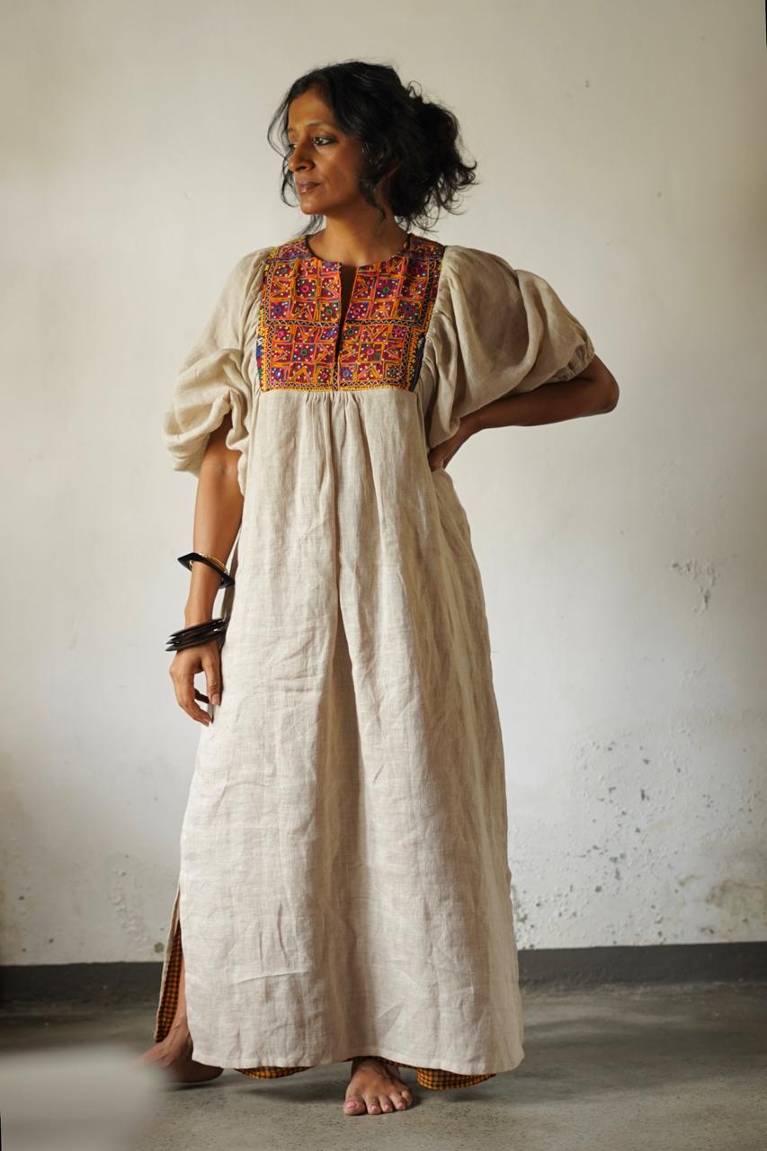 Vintage Yoke Linen Dress – One of a Kind