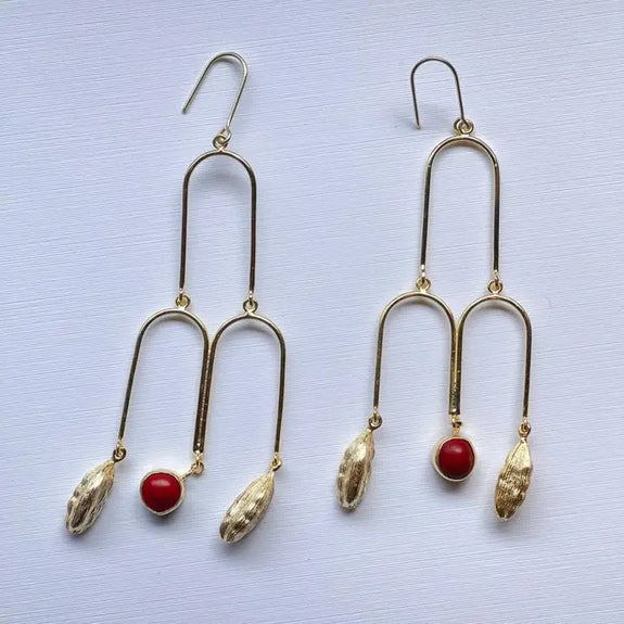 Cardamom Red Seed Earrings