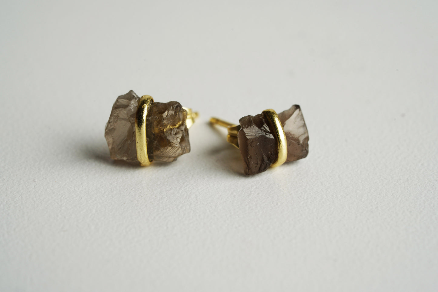 Wire Wrapped Raw Stone Studs