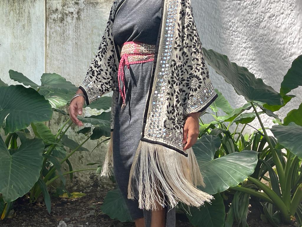 Free Size Fringe & Embroidery  Kimono