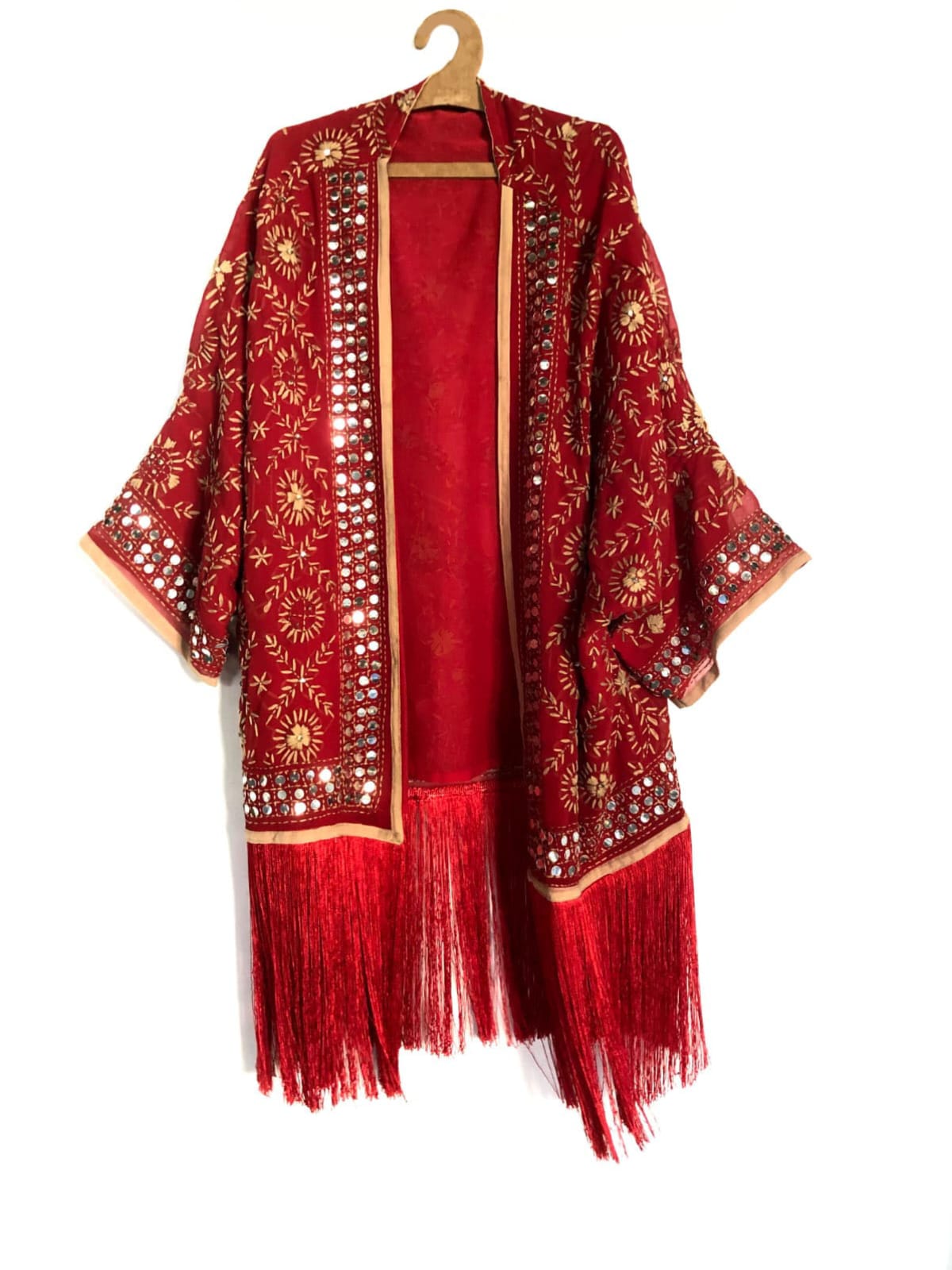 Free Size Fringe & Embroidery  Kimono